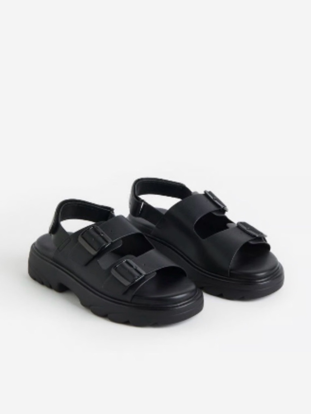H&M Black Platform Chunky Buckle Slingback Sandals